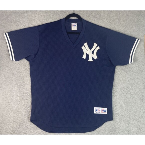 VTG Majestic Jersey V Neck New York Yankees Mens XL 52 Blue Made in USA EUC - Picture 1 of 7